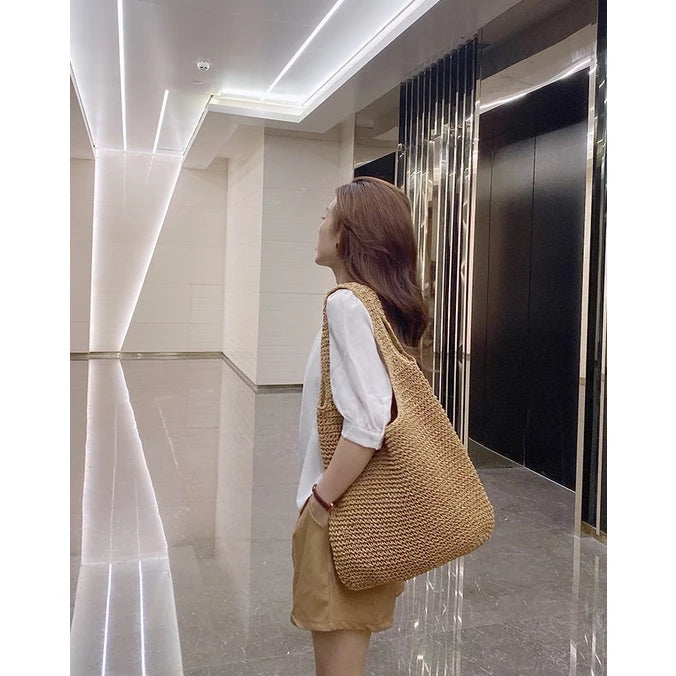 Sac en paille Hobo – Style Bohème
