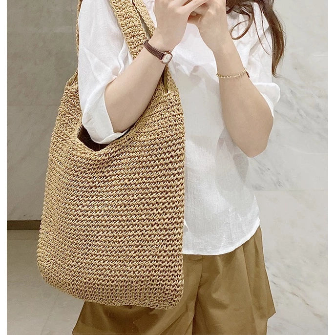 Sac en paille Hobo – Style Bohème