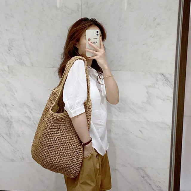 Sac en paille Hobo – Style Bohème